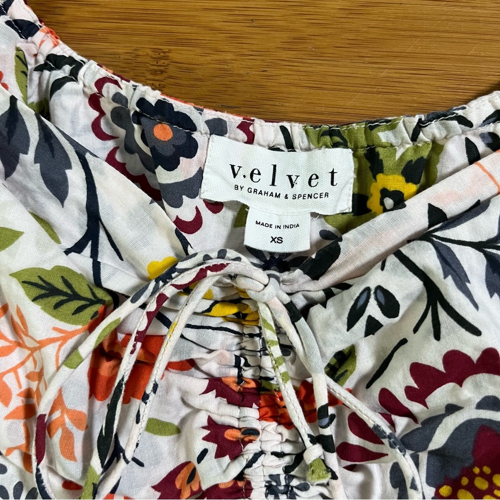 Velvet by Graham & Spencer Stass Floral Multicolor Floral Cotton Babydoll Blouse - Picture 7 of 13